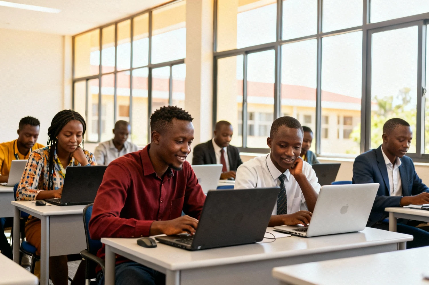 Professionnels en formation dans un espace collaboratif